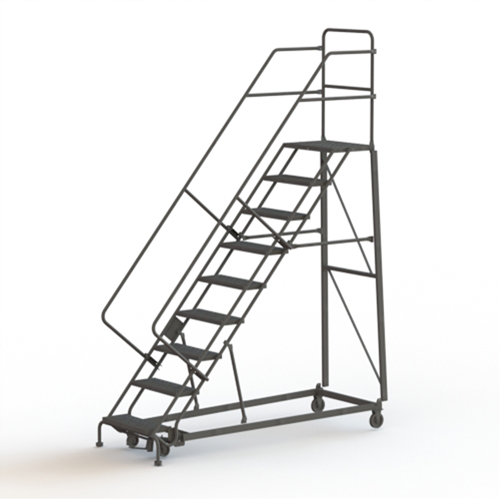 Heavy Duty Safety Slope Ladder, 9 Steps, Perforated, 50° Incline, 90" High Dufferin Supply