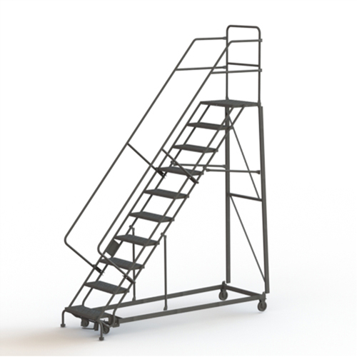 Heavy Duty Safety Slope Ladder, 10 Steps, Serrated, 50° Incline, 100" High Dufferin Supply