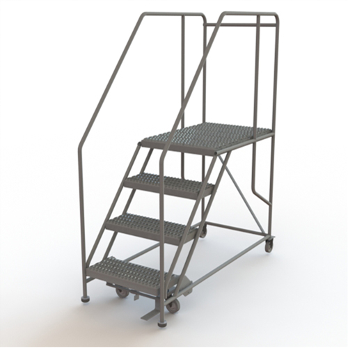 Mobile Work Platform, Steel, 4 Steps, 40" H, 35" D, 24" Step, Serrated Dufferin Supply