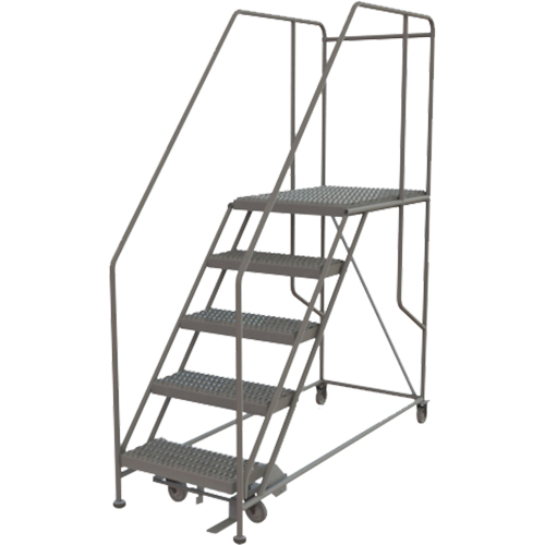 Mobile Work Platform, Steel, 5 Steps, 50" H, 35" D, 24" Step, Serrated Dufferin Supply