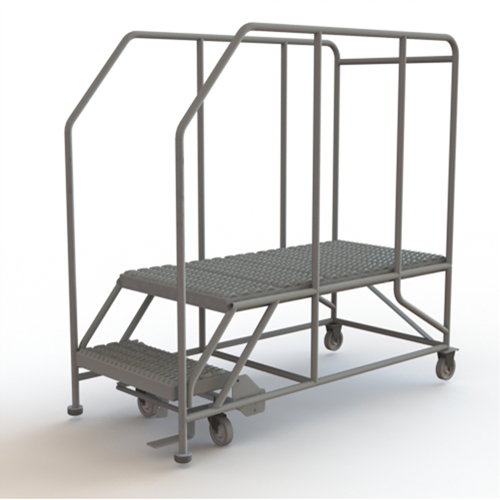 Mobile Work Platform, Steel, 2 Steps, 20" H, 47" D, 24" Step, Serrated Dufferin Supply