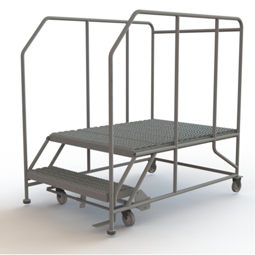 Plateforme de travail mobile, Acier, 2 Marches, 20" ha, 48" p, 36" Marche, Stri&eacute; Dufferin Supply