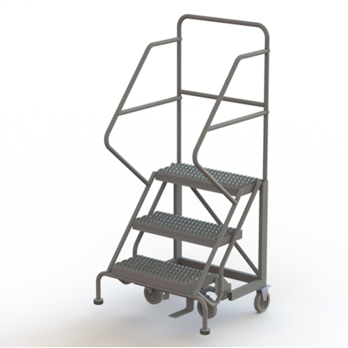 Safety Slope Rolling Ladder, 3 Steps, Serrated, 50° Incline, 30" High Dufferin Supply