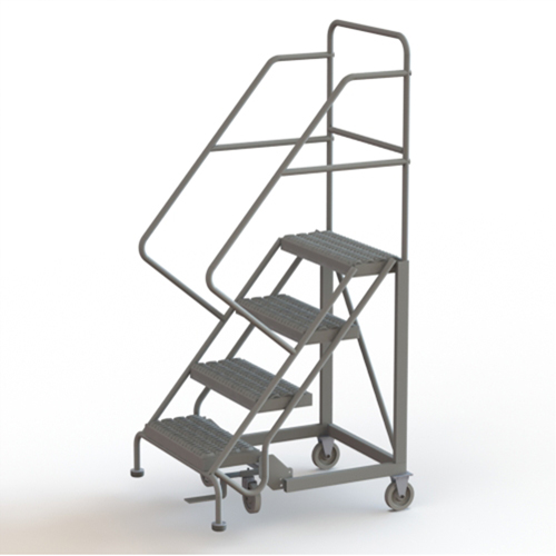 Safety Slope Rolling Ladder, 4 Steps, Serrated, 50° Incline, 40" High Dufferin Supply