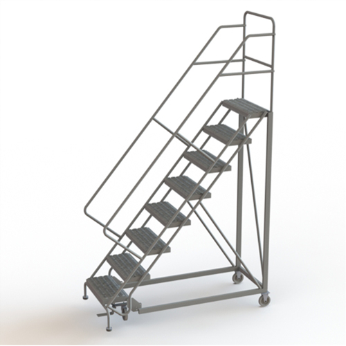 Safety Slope Rolling Ladder, 8 Steps, Serrated, 50° Incline, 80" High Dufferin Supply