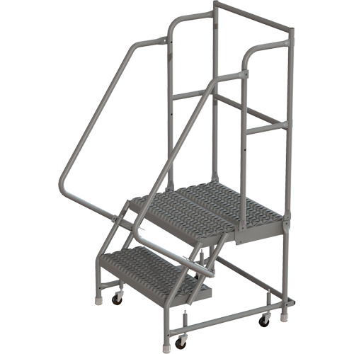 Deep Top Step Rolling Ladder, 2 Steps, 16" Step Width, 20" Platform Height, Steel Dufferin Supply