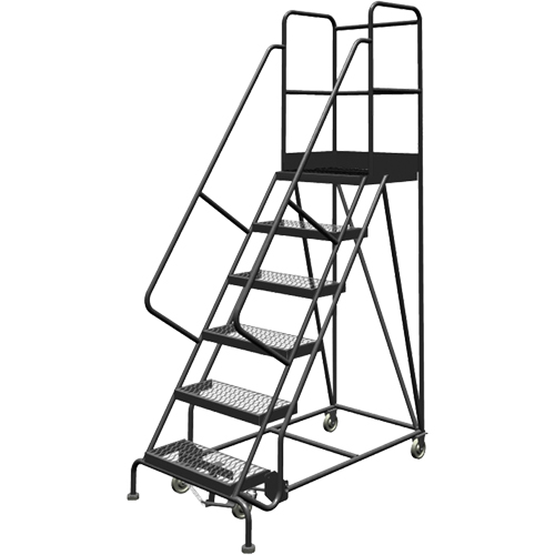 Deep Top Step Rolling Ladder, 6 Steps, 24" Step Width, 60" Platform Height, Steel Dufferin Supply