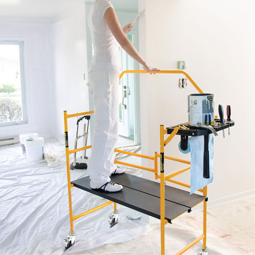 nsemble d'&eacute;chafaudage &agrave; montant de s&eacute;curit&eacute; & tablette pour outils de 4' Jobsite Series, Cadre Acier, 49-1/2" p x 57-3/4" h Dufferin Supply