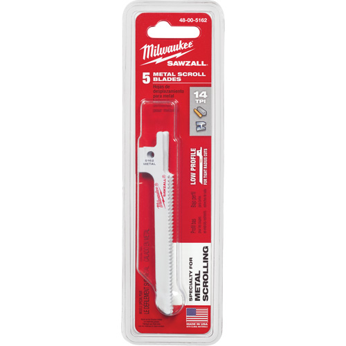 Lame de scie alternative Sawzall, Bim&eacute;tal, 14 Dents par pouce, 3-5/8" lo x 5/16" la Dufferin Supply