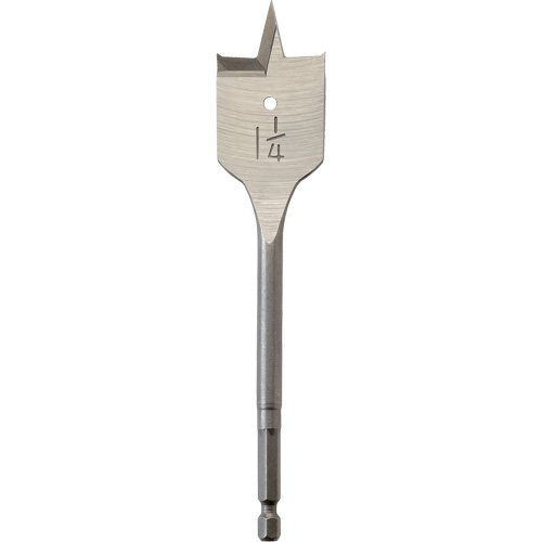 Flat Boring Bit, 1-1/4" Diameter, 1/4" Hex Shank, 6" Length Dufferin Supply