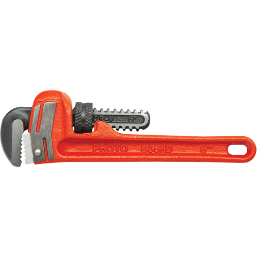 Heavy-Duty Cast Iron Pipe Wrench, 3/4" Jaw Capacity, 6" Long, Powder Coated Finish, None Handle Dufferin Supply