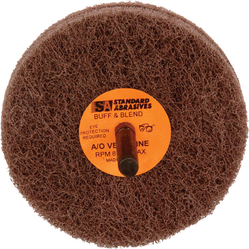 Meule de polissage et lissage Buff & Blend de 2 plis Standard Abrasives, 3" dia. x 2" la, Arbre 1/4", Oxyde d'aluminium Dufferin Supply