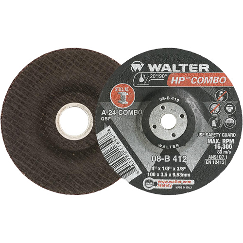 HP Combo Depressed Center Combination Wheel, 4" x 1/8", 3/8" Arbor, Type 27 Dufferin Supply
