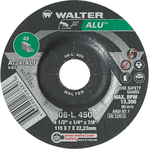Meules en aluminium &agrave; moyeu d&eacute;port&eacute;, 4-1/2" x 1/4", Arbre 7/8", Type 27 Dufferin Supply