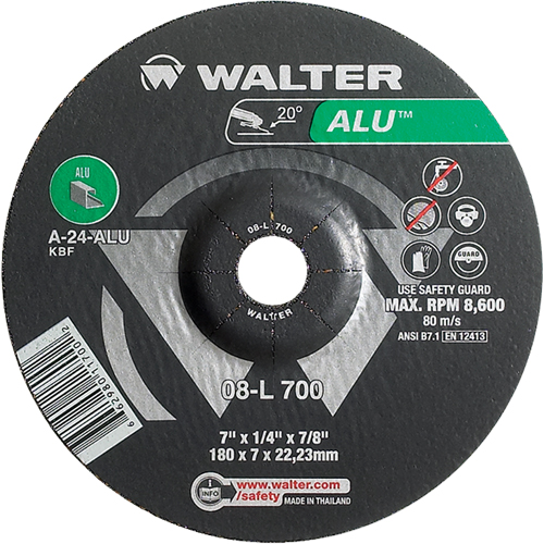 Aluminium Depressed Centre Grinding Wheels, 7" x 1/4", 7/8" Arbor, Type 27 Dufferin Supply