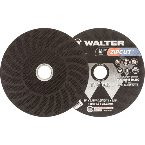Zipcut Reinforced Cut-Off Wheel, 6" x 3/64", 7/8" Arbor, Type 1, Aluminum Oxide, 10200 RPM Dufferin Supply