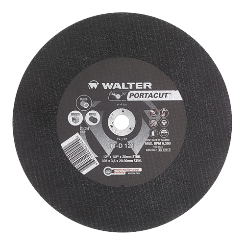 Meule &agrave; tronçonner rapide en acier inoxydable Portacut, 12" x 1/8", Arbre de 3/4", Type 1, Carbure de silicium, 6300 Tr/min Dufferin Supply