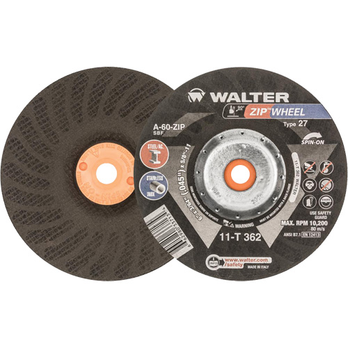Meules &agrave; tronçonner renforc&eacute;es Zipcut vissables pour scies circulaires, 6" x 7/8", Arbre de 5/8"-11, Type 27, Oxyde d'aluminium, 10 200 Tr/min Dufferin Supply