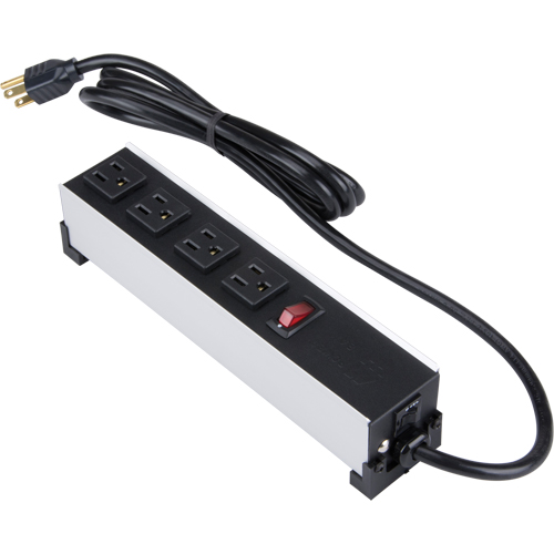 Barre d'alimentation en aluminium bross&eacute; pour l'int&eacute;rieur, 4 Prise(s), 6' Dufferin Supply