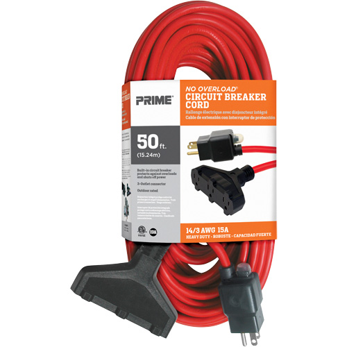Cordon rallonge en vinyle, Ext&eacute;rieur, SJTW, AWG 14/3, 15 A, 3 prise(s), 50' Dufferin Supply