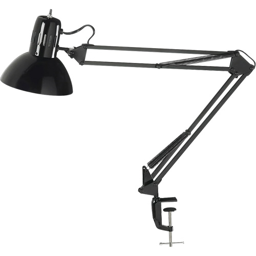 Swing Arm Clamp-On Desk Lamps, 100 W, Incandescent, C-Clamp, Black Dufferin Supply