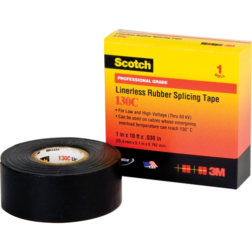 Rubans isolants en caoutchouc sans doublure Scotch 130C, 25,4 mm (1") x 9,14 m (30'), Noir Dufferin Supply