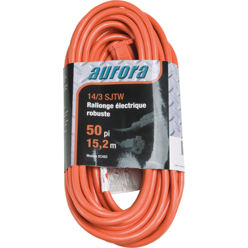 Cordon rallonge en vinyle, Ext&eacute;rieur, SJTW, AWG 14/3, 15 A, 50' Dufferin Supply