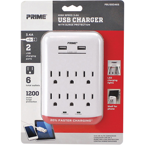 Chargeur USB Prime avec protection contre la surtension Dufferin Supply