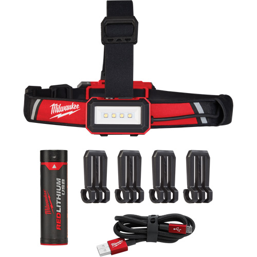 Lampe frontale USB &agrave; profil bas, DEL, 600 lumens, 2 hres de fonctionnement, piles Rechargeable Dufferin Supply