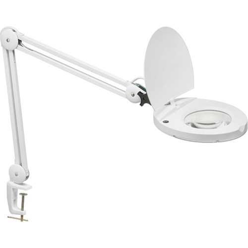 Lampe loupe ajustable, Dioptrie 5, Ampoule DEL, Bras de 47", Pinces serre-joints, Blanc Dufferin Supply
