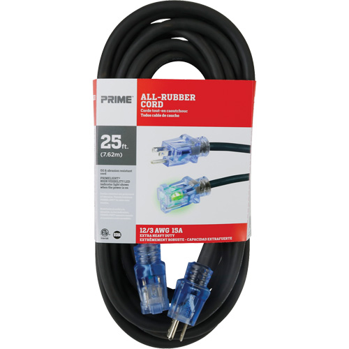 Cordon rallonge All-Rubber, Ext&eacute;rieur, SJOOW, AWG 12/3, 15 A, 25' Dufferin Supply