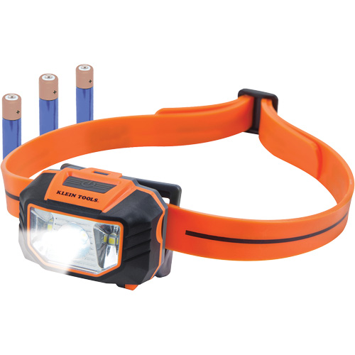Headlamp with Silicone Hardhat Strap, LED, AAA Batteries, Plastic Dufferin Supply