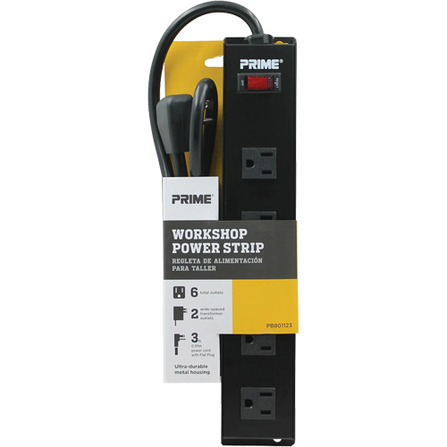 Bloc multiprise pour atelier en m&eacute;tal, 6 Prise(s), 3', 15 A, 1875 W, 125 V Dufferin Supply