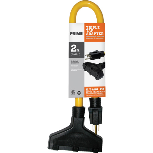 Fiche &agrave; trois prises, Ext&eacute;rieur, STW, AWG 12/3, 15 A, 3 prise(s), 2' Dufferin Supply