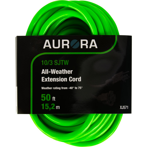 Industrial Extension Cord, All-Weather, SJTW, 10/3 AWG, 15 A, 50' Dufferin Supply