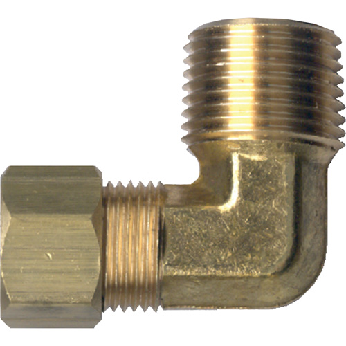 90° Pipe Elbow Fitting, Tube x Male Pipe, Brass, 1/4" x 1/2" Dufferin Supply