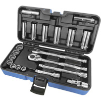 SAE 12-Point Socket Wrench Set, 21 Pcs, 3/8" Drive Size, Deep Dufferin Supply