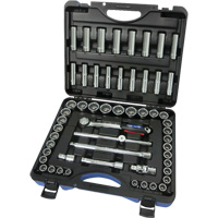 SAE/Metric 12-Point Socket Set, 55 Pcs, 1/2" Drive Size, Deep Dufferin Supply
