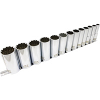 SS1213D-12 SAE 12-Point Socket Set, 13 Pcs, 1/2" Drive Size, Deep Dufferin Supply