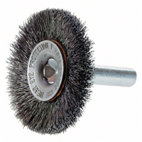 Crimped Wire Wheel Brush with 1/4" Shank, 3" Dia., 0.014" Fill, 1/4" Arbor Dufferin Supply
