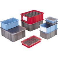 Divider Box&reg; Containers, Polyethylene, 10.8" W x 8.3" D x 2.5" H, Grey Dufferin Supply