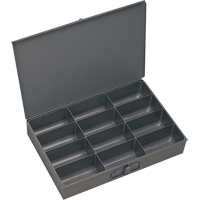 Compartment Scoop Boxes, Steel, 12 Slots, 18" W x 12" D x 3" H, Grey Dufferin Supply