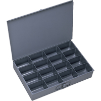 Compartment Scoop Boxes, Steel, 16 Slots, 18" W x 12" D x 3" H, Grey Dufferin Supply