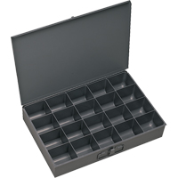 Compartment Scoop Boxes, Steel, 20 Slots, 18" W x 12" D x 3" H, Grey Dufferin Supply