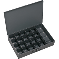 Compartment Scoop Boxes, Steel, 21 Slots, 18" W x 12" D x 3" H, Grey Dufferin Supply