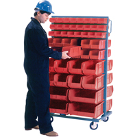 Support mobile deux c&ocirc;t&eacute;s pour bacs, &agrave; deux c&ocirc;t&eacute;s, 96 bacs, 36" la x 24" p x 63" h Dufferin Supply