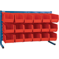 Louvered Rack with Bins, 18 Bins, 36" W x 8-1/4" D x 22" H Dufferin Supply
