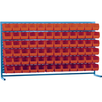 Louvered Rack with Bins, 72 Bins, 72" W x 15" D x 40" H Dufferin Supply