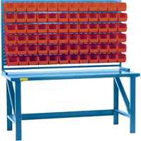 Louvered Rack with Bins, 36 Bins, 72" W x 15" D x 40" H Dufferin Supply