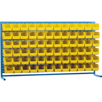 Louvered Rack with Bins, 72 Bins, 72" W x 15" D x 40" H Dufferin Supply